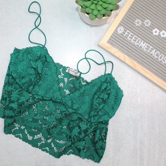 Free People Other - SOLD Free People Green Lace Strappy Bralette
